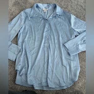 cupcakes & cashmere Light Blue Casual Button Down Shirt